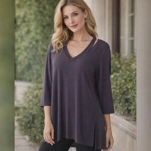 Sympli Couture Deep Purple V-Neck Tunic Size 14